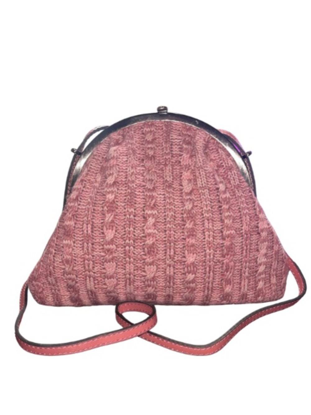 Patricia Nash Silvia Frame Bag Old Rose Cable Knit Like New W/ Registration Card